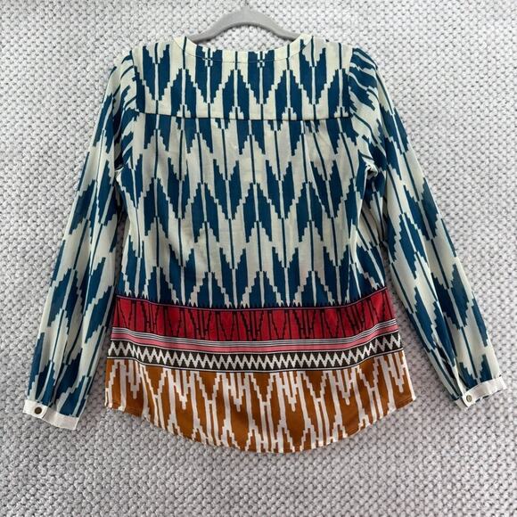 Maeve Top 2 Green Arrow Print Western Rohana V-Neck Long Sleeve Lightweight - Picture 7 of 13